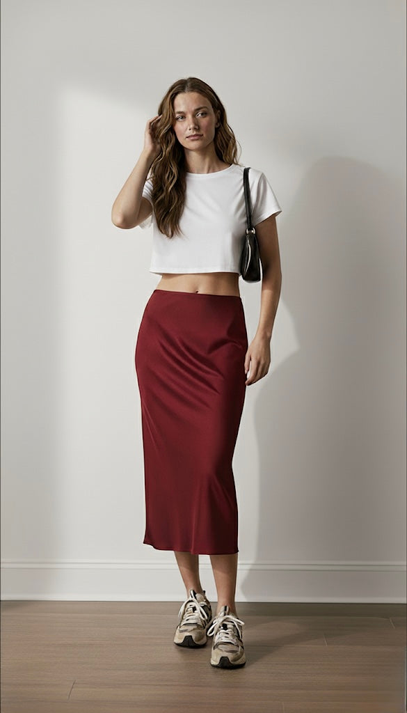 Falda lapiz MIDI con playera set 2 pzs