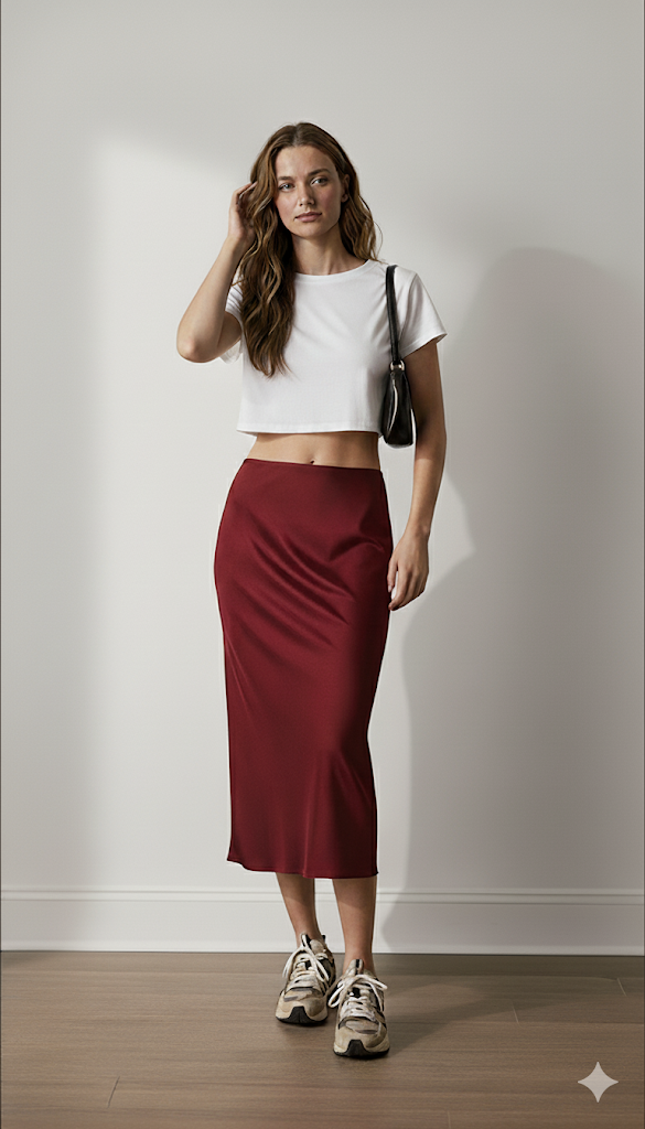 Falda lapiz MIDI con playera set 2 pzs